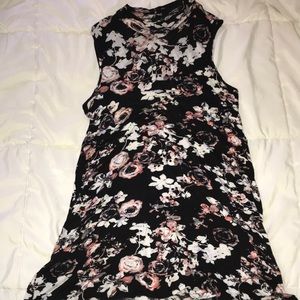 Floral print mock neck sleeveless dress
